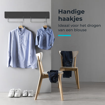 Wanddroogrek Met Handoek Haakjes - Incl. 20 Wasknijpers